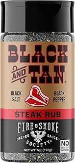 Black & Tan Steak Seasoning | BBQ Rubs, Steak Rub for Smoking and Grilling Meat | Steaks, Brisket, Burgers Dry BBQ Rubs and Spices | Medium 7 oz