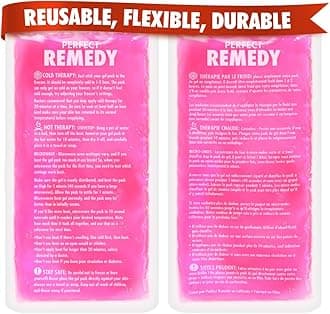 Perfect Remedy Gel Ice Pack Hot & Cold Compress, Reusable Injury Ice Pack for Pain Relief Help, Soothing Soft Gel for Soreness, Muscle Strain Conditions, Hot Water Bottles Alternative (2Pk, Pink, Reg)