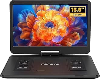 17.5" Portable DVD Player with 15.6" Large HD Screen, 6 Hours Rechargeable Battery, Dual Speakers, Region Free, Remote Control, Compatible