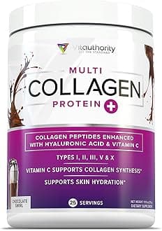 Multi Collagen Peptides Powder for Women - Hydrolyzed Chocolate Collagen Powder for Women with Types I II III V & X Vitamin C & Hyaluronic Acid for Hair Skin and Nails (Chocolate) - 25 Servings