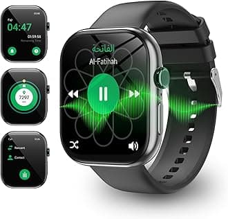 Islamic Quran Watch for Muslim Men, 2.02" KDN Certification Azan Watch with 114 Full Quran Recitation, Prayer Times Reminders, Daily Azkar, Hijri Calendar, Bluetooth Call, IP68