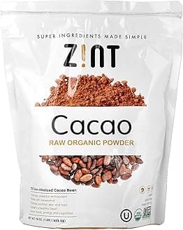 Zint Organic Cacao Powder (32 oz): Paleo-Certified, Organic, Non GMO, Anti Aging Antioxidant Superfood, Gluten Free Cocoa Cacao Beans, Pure Delicious Chocolate Essence, 32 Ounce