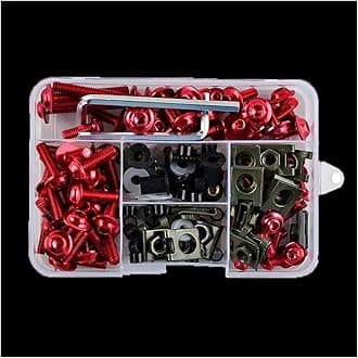 Motorcycle Nut Bolt Parts For Bajaj For Pulsar 200 For NS For Pulsar200 RS/200 AS 200 177 PCS Motorcycle Fairing Screws(Size:Red)