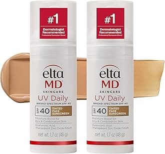 UV Daily Tinted SPF 40 Face Sunscreen Moisturizer with Zinc Oxide, Tinted Daily Face Moisturizer with SPF, Sunscreen for Dry Skin,1.7 oz Pump (Pack of 2)