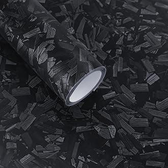 Lypumso Matte Black Carbon Steel Vinyl Wrap Roll, Anti-Wrinkle Bubble Free Replacement Car Sticker, Premium Self Adhesive Car Wrap Vinyl Automotive DIY Interior Exterior 1ft x 10ft