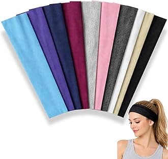 Headbands for Women Stretch Fashion Head Bands 10 Pack Non-Slip Head Wraps Great for Spa, Sports, Yoga, Pilates, Running, Gym Headband, Workouts (Variety)