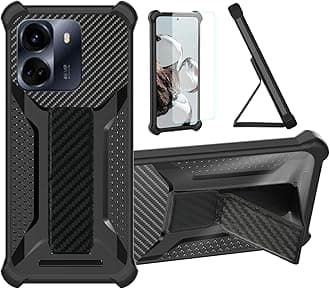 Case Compatible for Benco S1s Phone Case Cover [with Tempered Glass Screen Protector] Hybrid Case [Folding Support Magnetic] [Frosted anti-fingerprint] Black