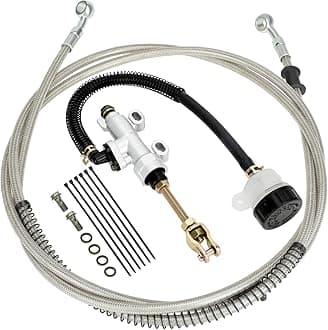 YOXUFA Rear Brake Master Cylinder Reservoir Hose Line for 90cc 110cc 125cc 150cc 200cc 250cc Arctic Cat Suzuki Chinese ATV Quad Pit Dirt Bike Yerf Dog Helix Coleman Go Kart Cart Buggy Motorcycle Parts