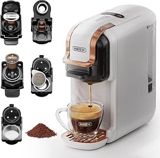 H2B 5-in-1 Pod Coffee Maker - Compatible With 4 Coffee Capsule as Well as Espresso Powder, Makes Iced Coffee, Espresso, Cappuccino, Long Black. Hotel Kitchen Coffee Machine