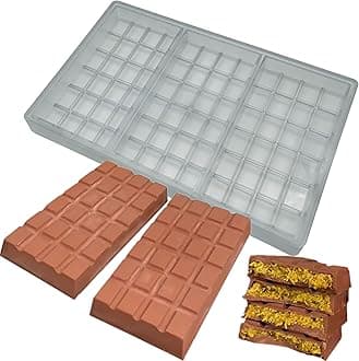 Goldbaking Polycarbonate Deep Chocolate Bar Mold, 3 Pieces, 15.8*8.1*1.8cm, Transparent, Rectangular Prism, Professional Chocolate DIY Tool
