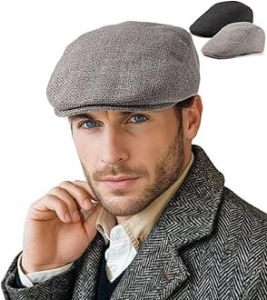 LADYBRO 2Pack Unisex Flat Cap Newsboy Hats for Men Women, Scally Cap Summer Hat for Golf