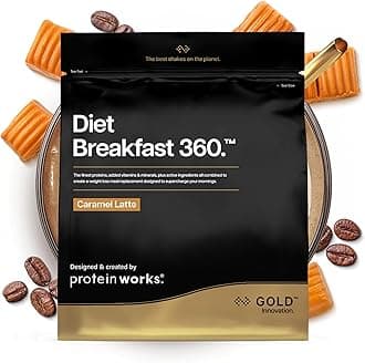 Protein Works | Diet Breakfast 360 - GOLD Innovation, On-the-Go Healthy Weight Loss Meal Replacement Shake, Added Caffeine, Low Sugar, Caramel Latte, 36 Servings, 2kg