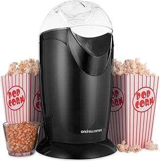 Popcorn Maker Machine, Healthy Air Popper, Popcorn Machine with 8 American Cinema Style Boxes, 1200W, Black