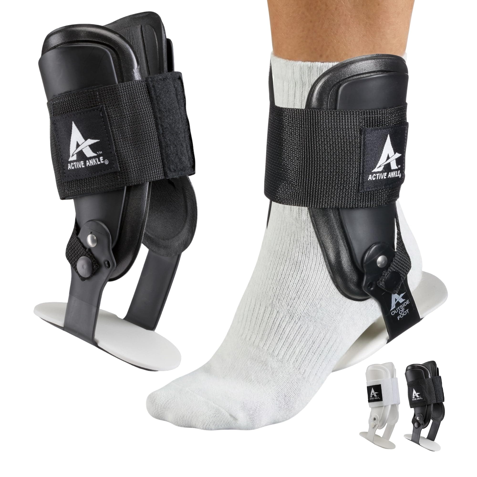 Active Ankle T2 Ankle Brace, Medium, Black, Rigid Support for Men 7-10 & Women 8-11 Shoe Size, Adjustable Brace for Sprained Ankle, Volleyball & Cheerleading, Lightweight EVA Padding, Fits Left or Right Foot