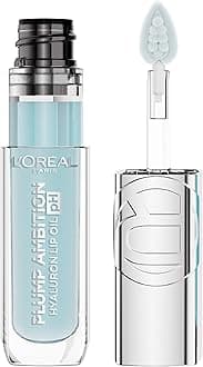 L'Oreal Paris Plump Ambition pH Hyaluron Lip Oil, Color Shifting Lip Tint with 24HR Hydration, Volumizing Shine and Lasting Color, 010 pH Cristal Ice