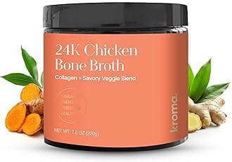 Kroma’s 24K Chicken Bone Broth Powder - 10 Servings 1 Jar – Organic Protein-Rich Bone Stock – Instant Packaged Broths for Joint Health — 24K Chicken Protein Powder for Gut Health & Daily Wellness