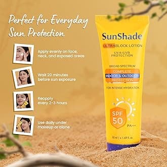 Leeford Sunshade Sunscreen Body Lotion 50ml (Pack of 2) SPF 50 PA+++ for All Skin Types with Broad Spectrum UVA & UVB Protection | No White Cast, Body Sunscreen Lotion | Non Sticky Formula