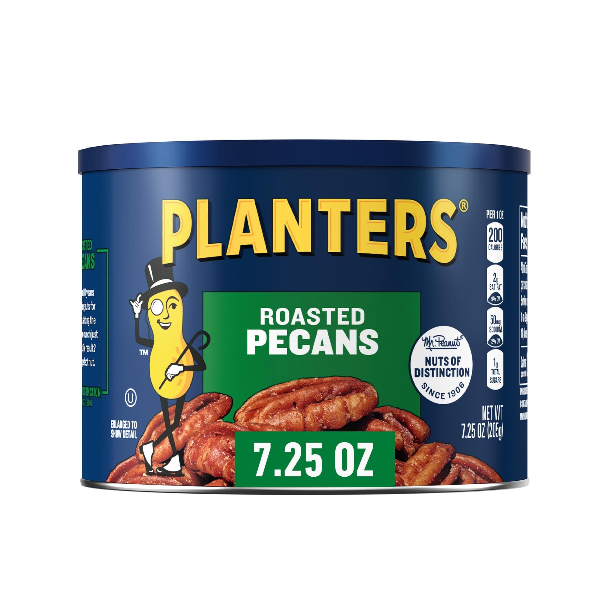 Roasted Pecan Nuts, Baking Nuts, Plant-Based Protein, 7.25 oz Canister