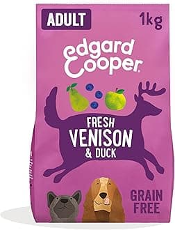 Edgard & Cooper Grain Free Dry Dog Food For Medium Breed Adult Dogs (1kg), Fresh Venison & Duck, Balanced Fibre For Gut Health, Hypoallergenic Recipe With Natural Ingredients, Never Meat Meal