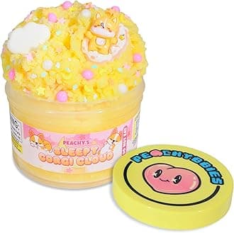 Peachybbies Sleepy Corgi Cloud Slime, Made in USA Premium Scented Slime, 100% Authentic Peachybbies, 7 oz., Cloud Dough for Kids, ASMR, Sensory Gifts for Kids, Fidget Toys