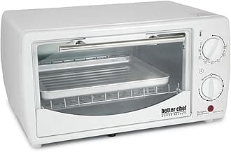Better Chef Basic Toaster Oven | 4-Slice | 60-Minute Timer | Slide Out Rack | Bake Tray | Broil (White)