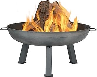 Sunnydaze 30-Inch Cast Iron Heavy Duty Fire Pit for Outside - Wood Burning Outdoor Fire Pit Bowl with Handles - Gray