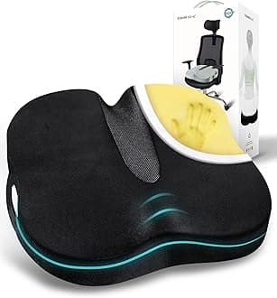 Memory Foam Coccyx Orthopedic Seat Cushion, Seat Cushion for Lower Back Pain and Sciatica Tailbone Pain Relief – Fit for Office Chair, Car Seat, Wheelchair (Black)