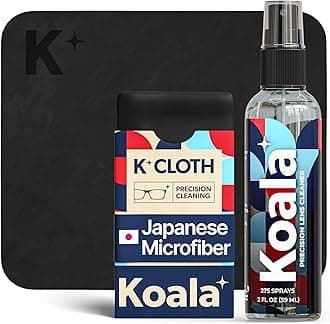 Koala Lifestyle Eyeglass Lens Cleaner Spray Kit | (1x) Glasses Cleaner Bottle + (1x) Microfiber Cloth | Alcohol Free Eyeglasses, Screen, and Camera Cleaning Kit | Made in USA (2 Piece Set)