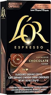 Espresso Capsules, 10 Count Chocolate, Single-Serve Aluminum Coffee Capsules Compatible with the L'OR BARISTA System & *Nespresso Original Machines, 10 Count (Pack of 10)