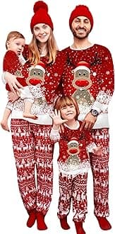 CysincosFamily Matching Christmas Pajamas Set Xmas Pjs Set Soft Long Sleeve Holiday Sleepwear Outfits for Women Men Couples