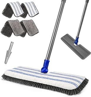 Floor Mop, MASTERTOP Mops for Cleaning Floors, 2-Sided Flat Mop with 4 Reusable Microfibre Pads, Floors Cleaner Wet and Dry Mops for Laminate Tile Hard, Send 1 Cleaning Scraper