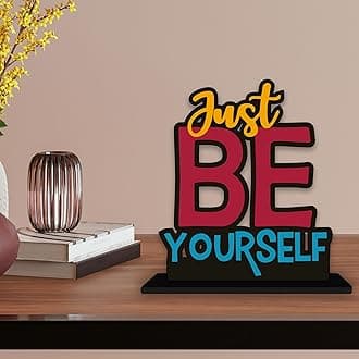 Artvibes Wooden Just Be Yourself Quotes Table Decoration for Office Desk | Home Decor | Living Room | Modern Art Wood Showpiece Gift Item (SP_1163)