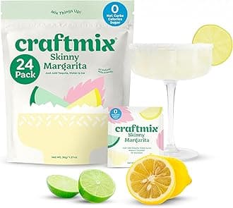 Craftmix Skinny Margarita Cocktail & Mocktail Drink Mixer, Skinny Mixes - Water Flavoring Packets - Made With Real Fruit - Vegan, No-Carb, No-Sugar, Non-GMO, Dairy Free, Gluten Free, 24 Pack