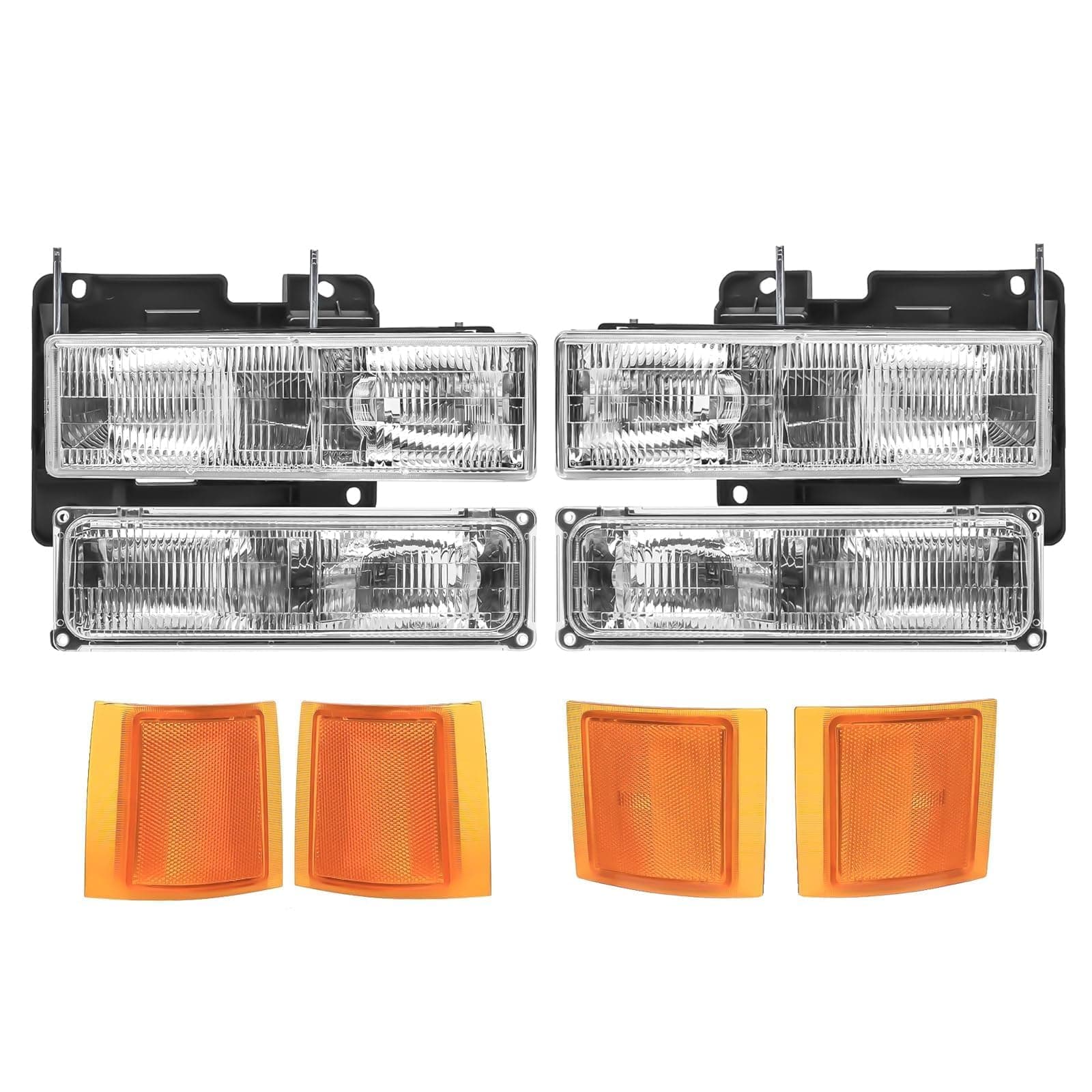Headlights Assembly OE Sytle Replacement for 1994 1995 1996 1997 1998 Chevy Silverado Suburban C10 C/K 1500 2500 3500 Tahoe Headlamp w/Side Marker Lights