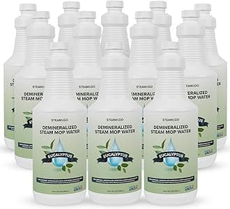 Steam and Go Demineralized Water - Multi-Surface Cleaning Solution for Steam Mop, Ready-to-Use Floor Cleaner, Ideal for Home & Office, Compatible w/Any Steam Mop - Eucalyptus Mint, 32oz, Pack of 12