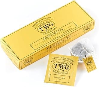 TWG Tea | Red Jasmine Tea | Rooibos Tea | Jasmine Flower | 15 Hand Sewn Cotton Teabags | Gift Set