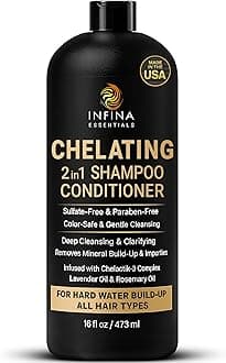 Hard Water Shampoo and Conditioner 2-in-1 | Chelating Cleanser for Mineral Buildup Removal | Sulfate-Free, Color Safe | Chelactik-3 Complex, Rosemary Oil & Vitamin E | 16 fl oz