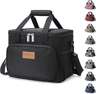 Lunch Bag 24L 40 Can Insulated Lunch Box Soft Cooler Cooling Tote for Adult Men Women, Black