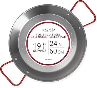 Machika Carbon Steel Paella Pan | Perfect for Outdoors, Camping, Restaurants | 19 Servings | 24 In