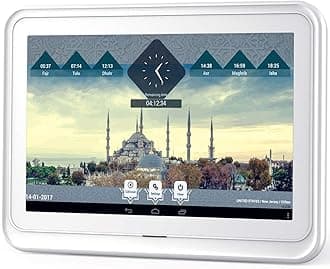 Ayine - 10.1 inch Tablet Azan/Adhan Muslim Prayer Clock, Full Color Digital Frame HD Display, for Home - Office - Desk, HD High Superior Sound Quality, HD Quality Quran Recitation, Digital Photo Frame