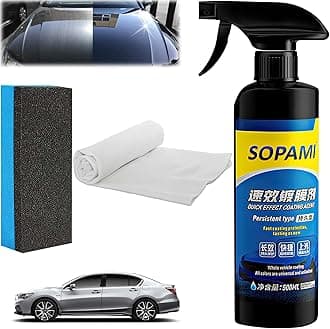 Car Coating Spray,Quick Effect Coating Agent,Quickly Coat Car Wax,Car Scratch Wax Polish Spray Waterless Wash,Oil Film Emulsion Glass Cleaner (1PC+Sponge+Cloth)