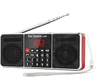 PRUNUS J-288 Portable Radio AM FM Radio with Bluetooth Speaker, Sleep Timer, Power-Saving Display, Ultra-Long Antenna, AUX Input & USB Disk & TF Card MP3 Player, NO Manual Preset