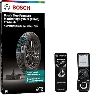 Bosch Tyre Pressure Monitoring System (TPMS) for Bikes with tubeless Tyres | Pack of 2 sensors | Real-Time Tracking & Alerts via Mobile App | 3-Year Warranty