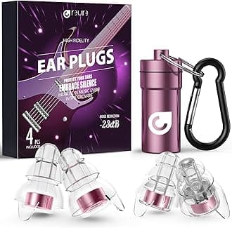 Reure High Fidelity Concert Ear Plugs, Noise Cancelling Silicone Ear Plugs 2 Pairs Great for Concerts Loud Music, Musicians, Motorcycles, Airplanes, Raves, Hearing Protection -20 dB (Pearl)
