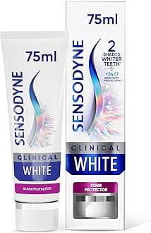 Sensodyne Clinical White Sensitive Teeth Whitening Toothpaste, Stain Protector, Extra Fresh, 75ml