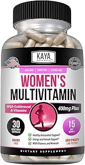 Kaya Naturals Women's Multivitamin, Overall Healthy Antioxidant, and Immune Support, Vitamins A, D, C, E, Biotin, Folic Acid, & Multi-Mineral, Energy & Metabolism Vitamin Supplement 30 Count