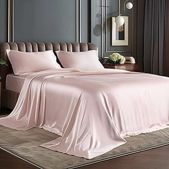 BEDELITE Satin Sheets Queen Size Bed Set, Luxury Soft Pink Silky Sheets for Hair and Skin, Similar to Silk Bed Sheets Set 4 Pieces with 1 Deep Pocket Fitted Sheet, 1 Flat Sheet, and 2 Pillowcases