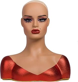 Realistic Female Mannequin Head with Shoulders for Display - Spray Painting Manikin Head with Shoulder for Wig/Jewelry/Makeup/Hat/Sunglass Display