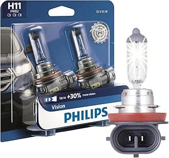 Automotive Lighting H11 Vision Upgrade Automotive Replacement Headlight Bulb, for High Beam, Low Beam, and Fog Positions (Pack of 2)