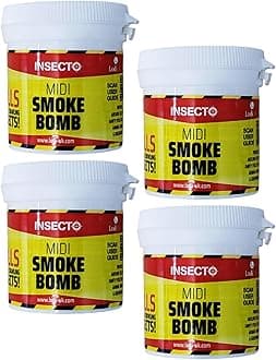 Insecto Smoke Bombs Fumer Smoke Bomb Fogger Pest Repeller Flea Killer Smoke Bombs Moth Fumigator Insect Bomb for Flies Bedbugs Moths Insects 15.5g pack of 4